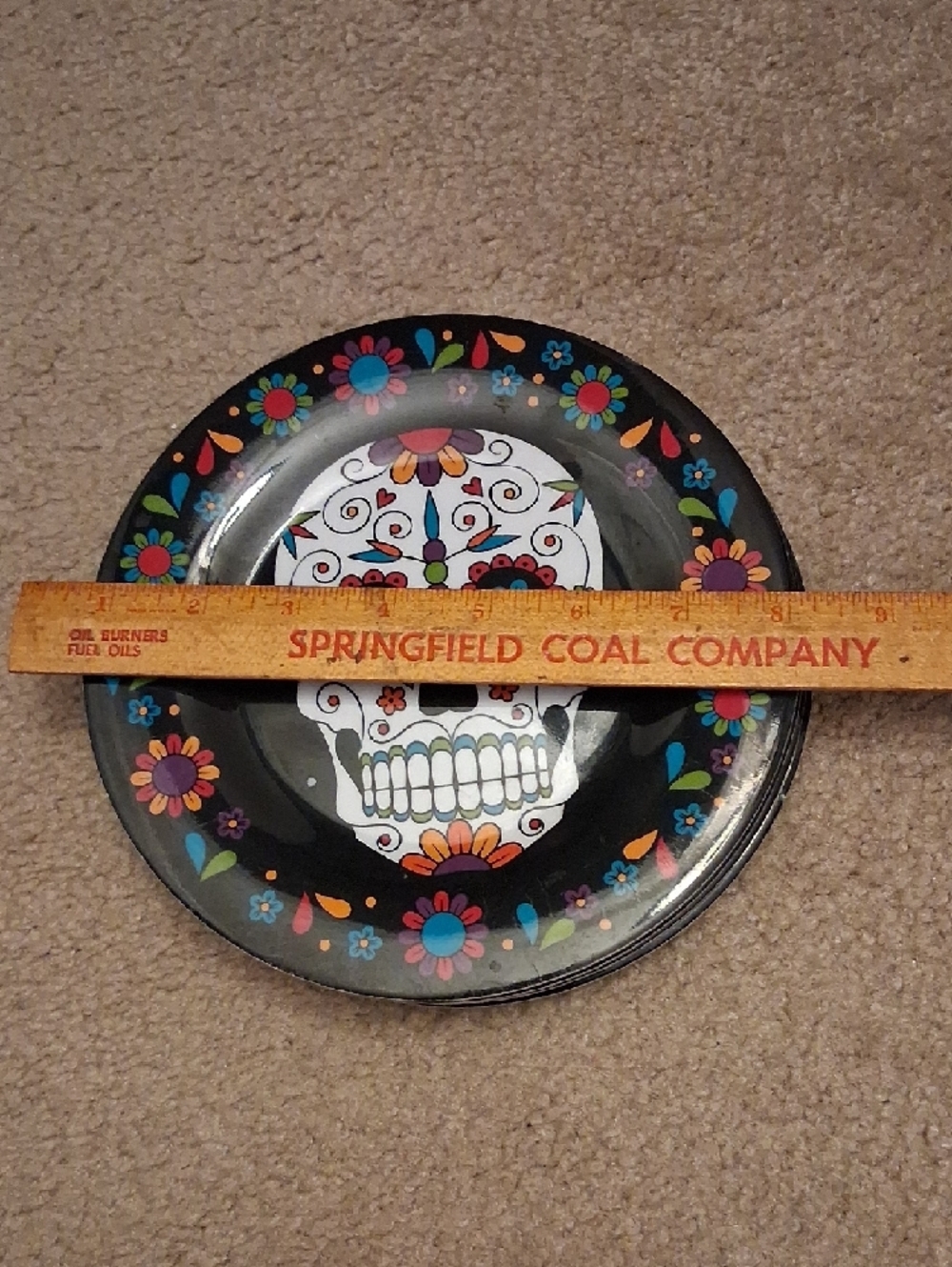 Sugar Skull Decorative 5 Plate - Colorful Floral Day of the Dead Design - Picture 2 of 4